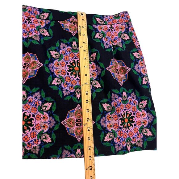 J. Crew Womens Size 8‎ Navy Blue Floral Basket Weave Geometric Print Skirt - Picture 13 of 16